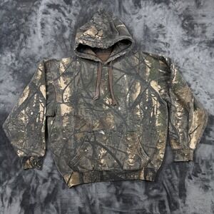 Camo Hoodie Medium Brown Real Tree Style Hunting Pullover Sweatshirt